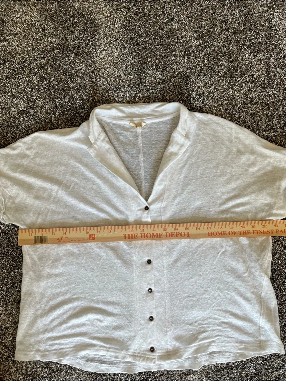 Poetry White Short-Sleeve Boxy Linen Button Down Shirt Size Large (12) - Picture 4 of 6